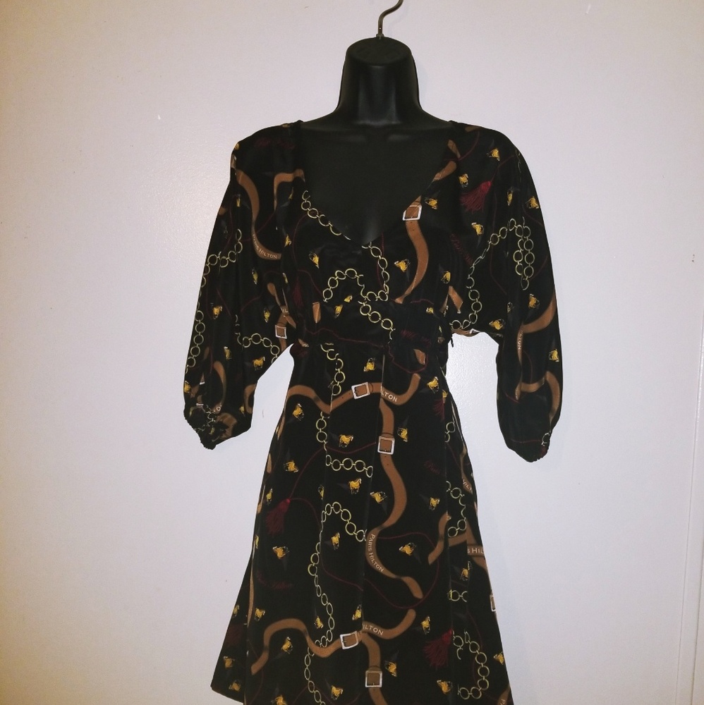 Paris Hilton Brown Multi Colored Dress Size L